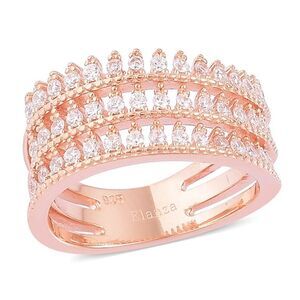 ELANZA Simulated White Diamond Ring Triple Row